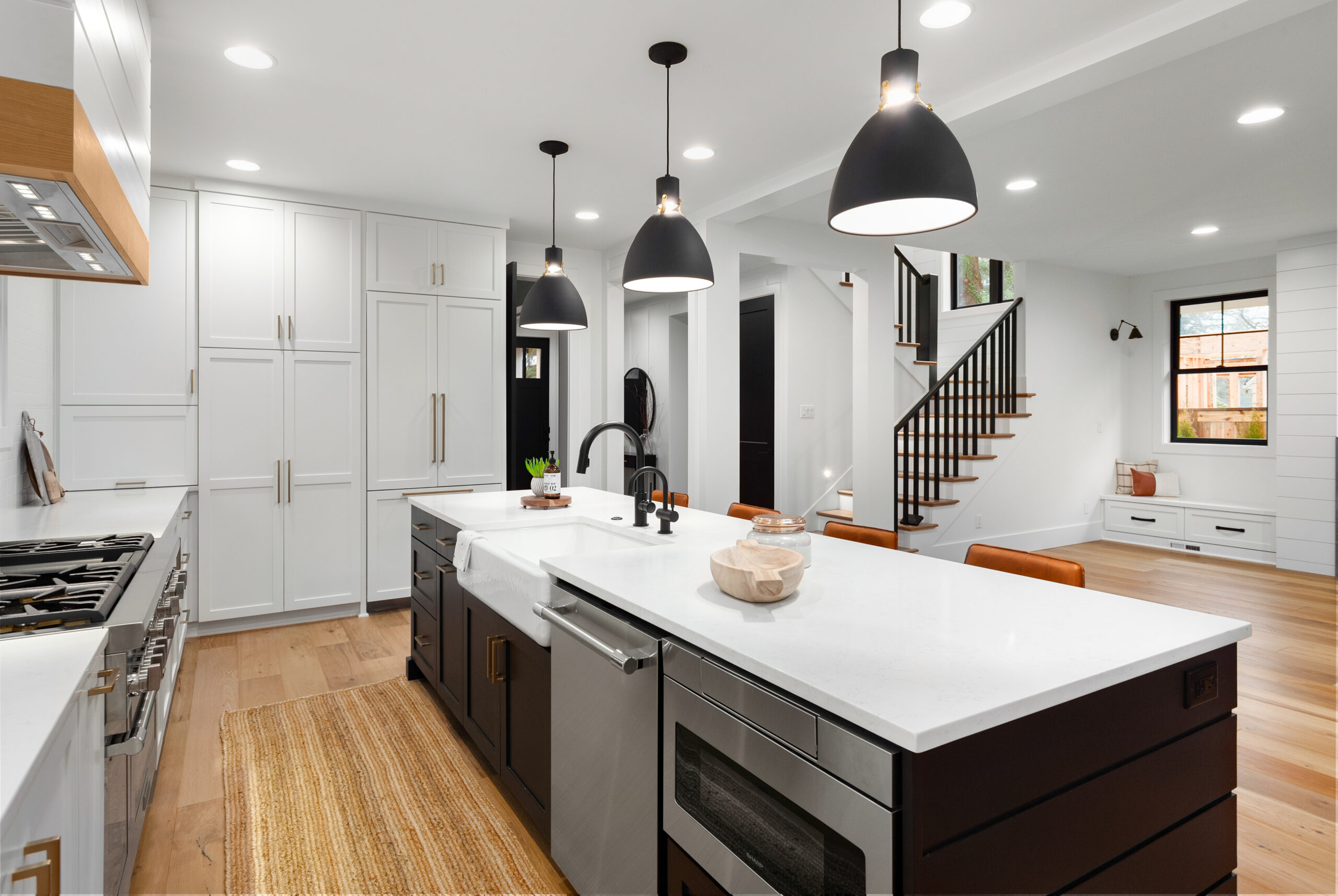 Open-concept kitchen remodel with island countertop and modern finishes in the North Andover area